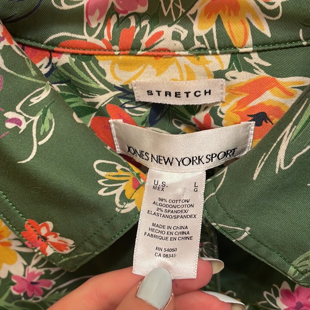 Jones New York Sport Green Flower Jacket Size Large - Picture 4 of 4